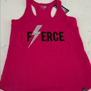 NOBULL Hot Pink Racerback Tank with Silver Lightning